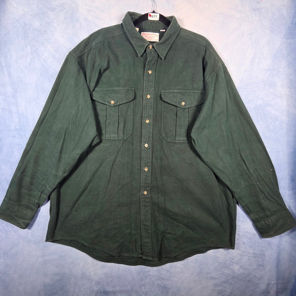 Vintage Filson 850 Alaskan Guide Shirt XXL Green Cotton Flannel USA Made 11/98
